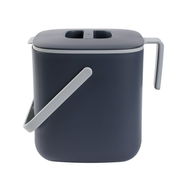 BLUE GINKGO Kitchen Compost Bin | Indoor Countertop Food Waste Bin with Handles | Dark Gray (0.69 gal)
