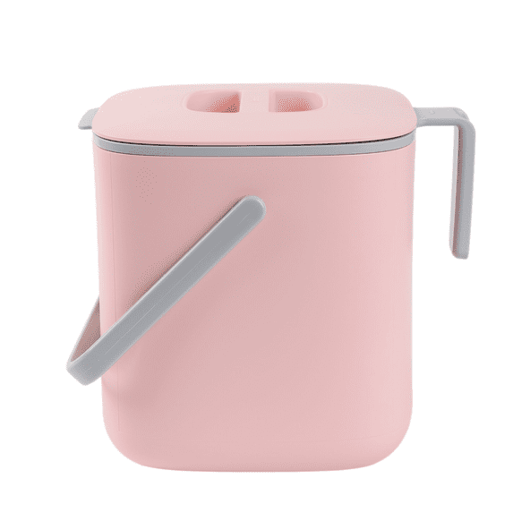 BLUE GINKGO Kitchen Compost Bin | Indoor Countertop Food Waste Bin with Handles | Pink (0.69 gal)