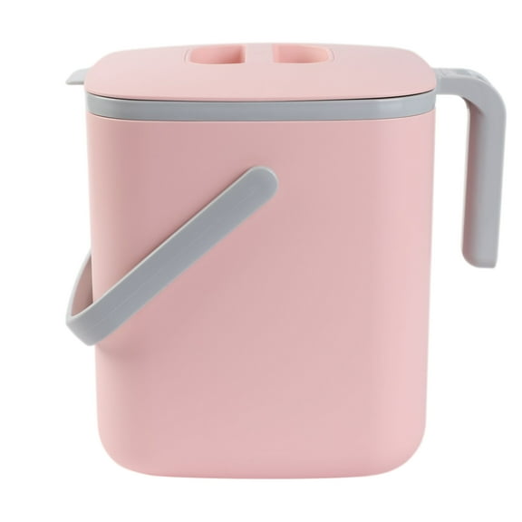 BLUE GINKGO Kitchen Compost Bin | Indoor Countertop Food Waste Bin with Handles | Pink (1.32 gal)