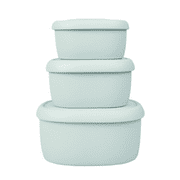 BLUE GINKGO Nesting Silicone Containers, Airtight Food Storage | Set of 3 6.7oz, 10oz, 20oz Green