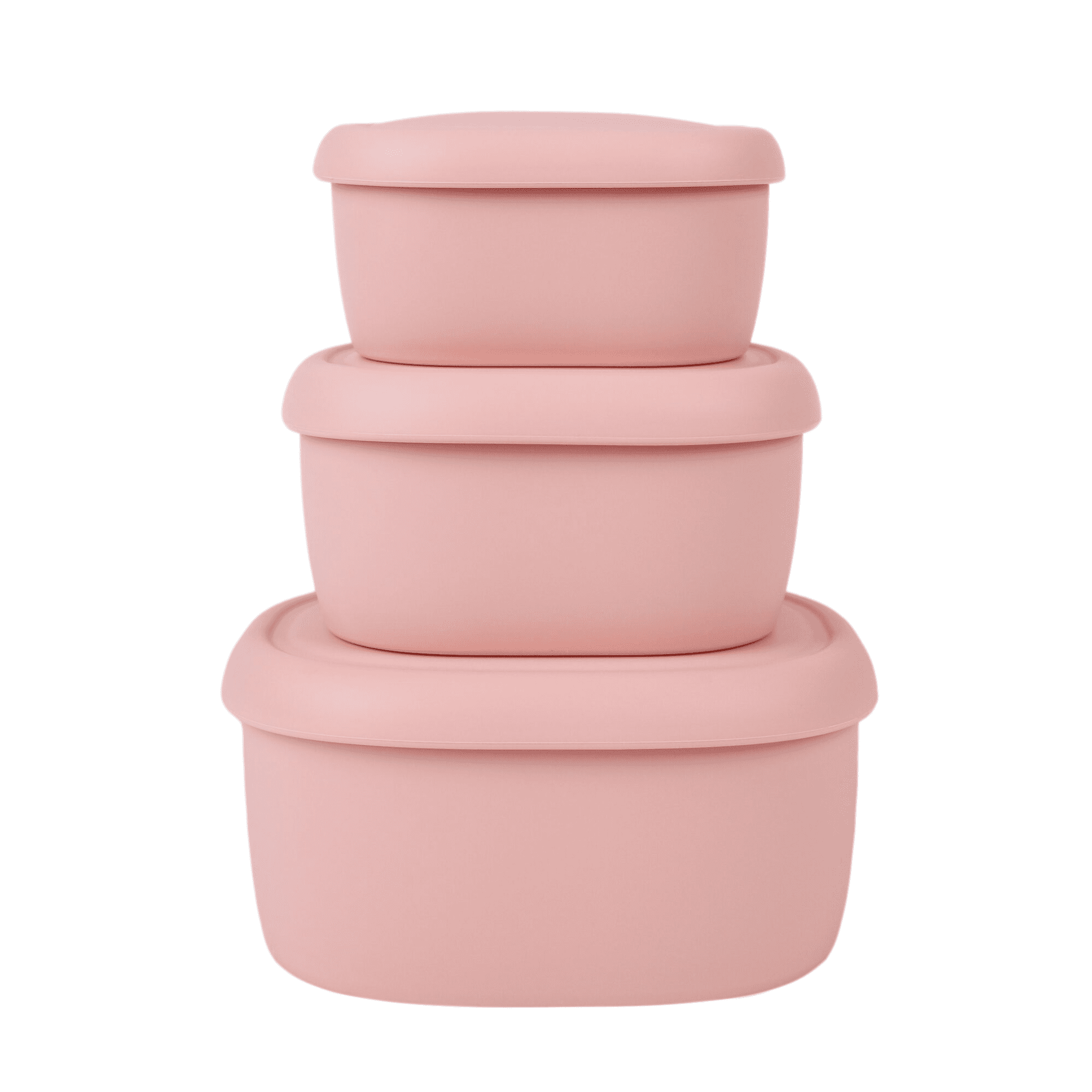 BLUE GINKGO Nesting Silicone Containers, Airtight Food Storage | Set of 3 (6.7oz, 10oz, 20oz) Pink