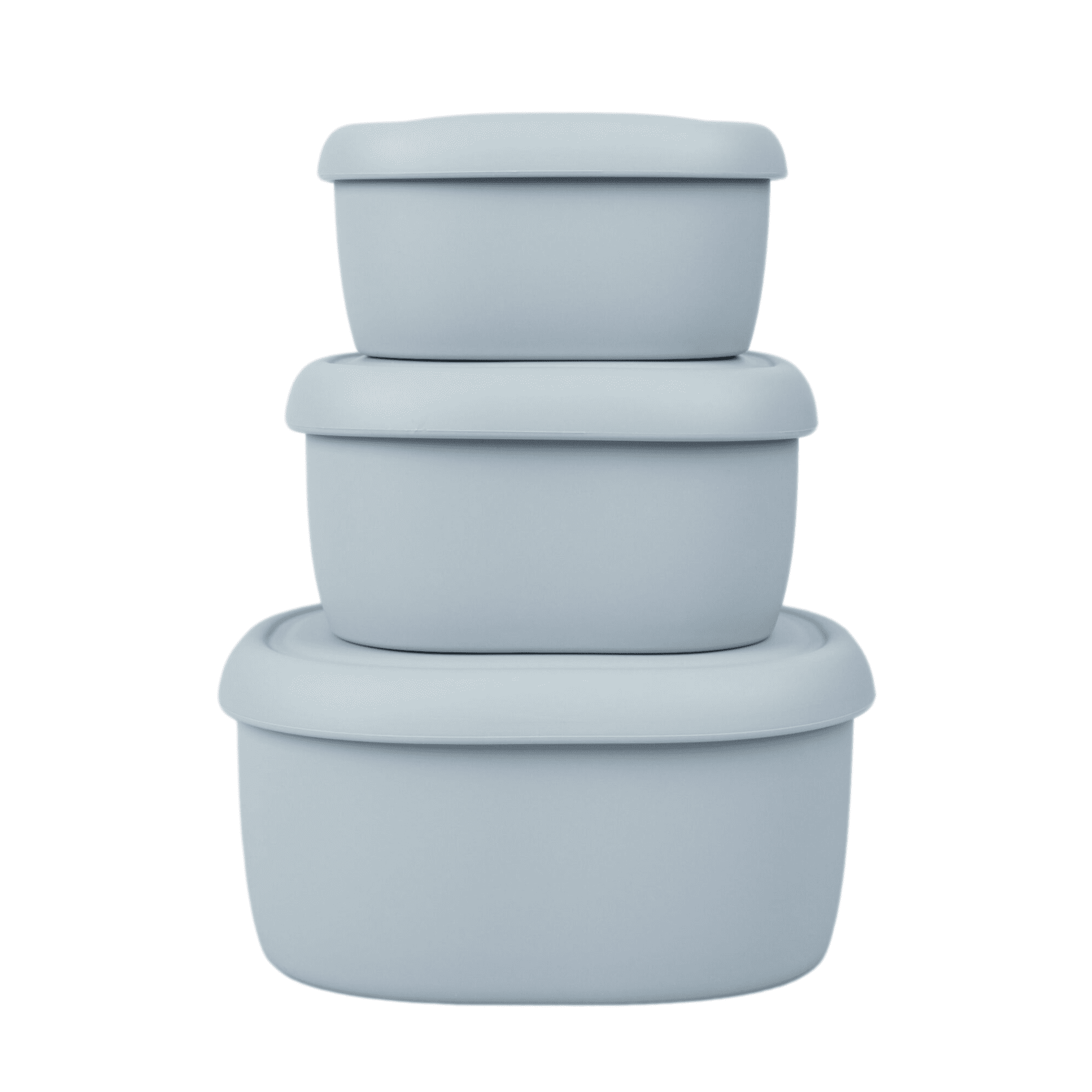 BLUE GINKGO Nesting Silicone Containers, Airtight Food Storage | Set of 3 Gray (6.7oz, 10oz, 20oz) Gray