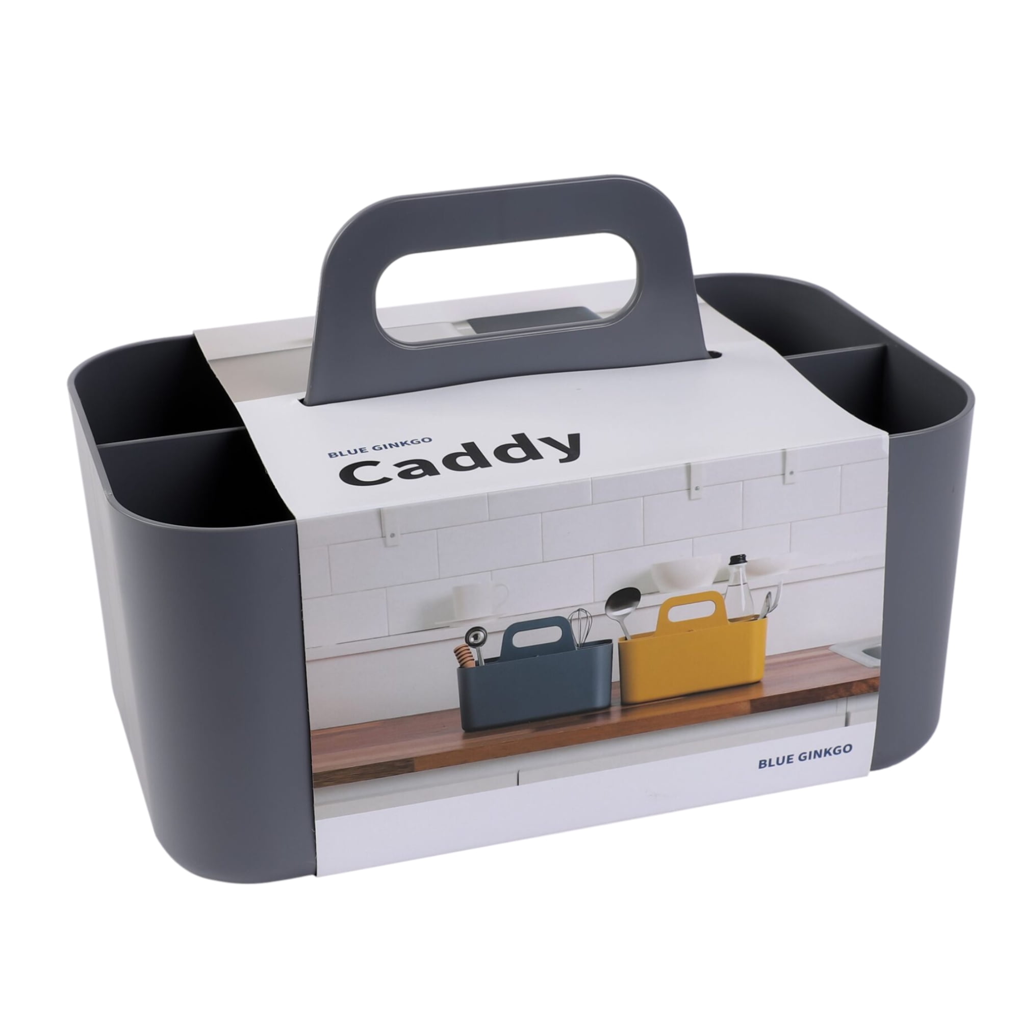 BLUE GINKGO Plastic Storage Caddy Organizer | Multipurpose, Portable, Stackable | (Rectangle) Dark Gray