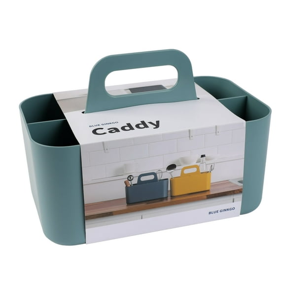 BLUE GINKGO Plastic Storage Caddy Organizer | Multipurpose, Portable, Stackable | (Rectangle) Green