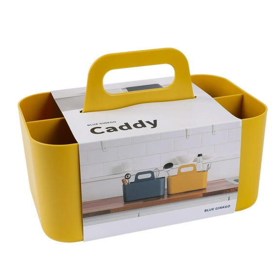 BLUE GINKGO Plastic Storage Caddy Organizer | Multipurpose, Portable, Stackable | (Rectangle) Yellow