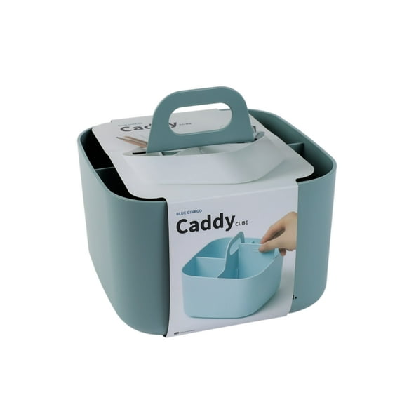 BLUE GINKGO Plastic Storage Caddy Organizer | Multipurpose, Portable, Stackable | (Square) Green