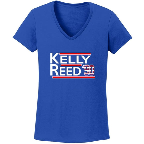 BLUE Jim Kelly Andre Reed Bills 1990 LADIES V-NECK T-shirt ADULT