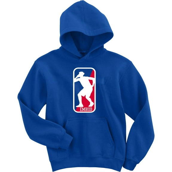 BLUE Joel Embiid Philly Logo Hooded Sweatshirt YOUTH MEDIUM