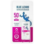 BLUE LIZARD Mineral Sunscreen Stick with Zinc Oxide SPF 50+ Water Resistant UVAUVB Protection Easy to Apply Fragrance Free.5 oz, Baby, Unscented, 0.5 Ounce