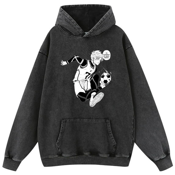 BLUE LOCK Washed Retro and Old Hooded Sweater Hoodie
