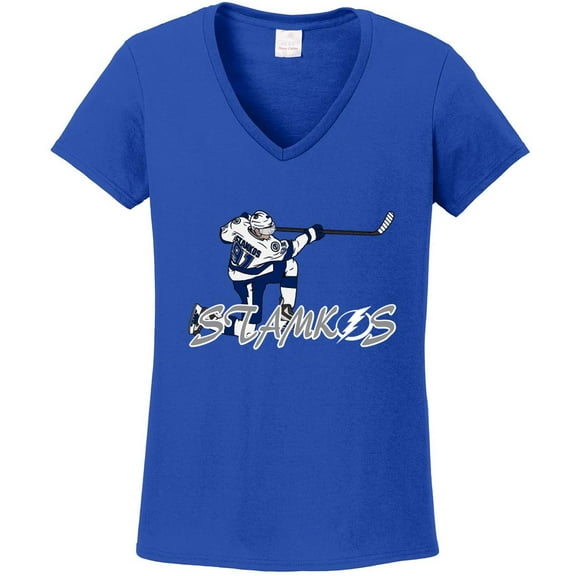 BLUE Lightning Steven Stamkos Logo LADIES V-NECK T-shirt ADULT