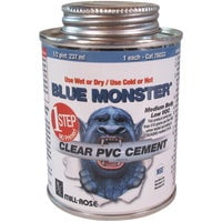 BLUE MONSTER Weatherproof 1-Step PVC Cement 8OZ BM CLEAR, Each
