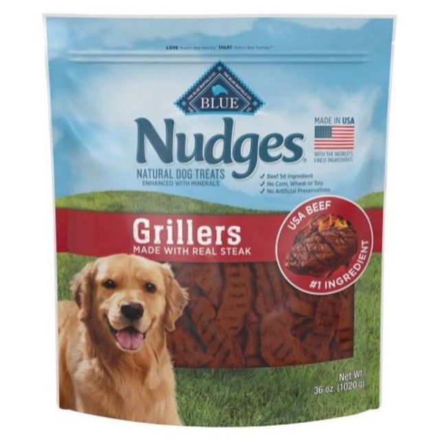 BLUE Nudges 804298 Grillers Natural Dog Treats, Steak, 36 oz. Bag