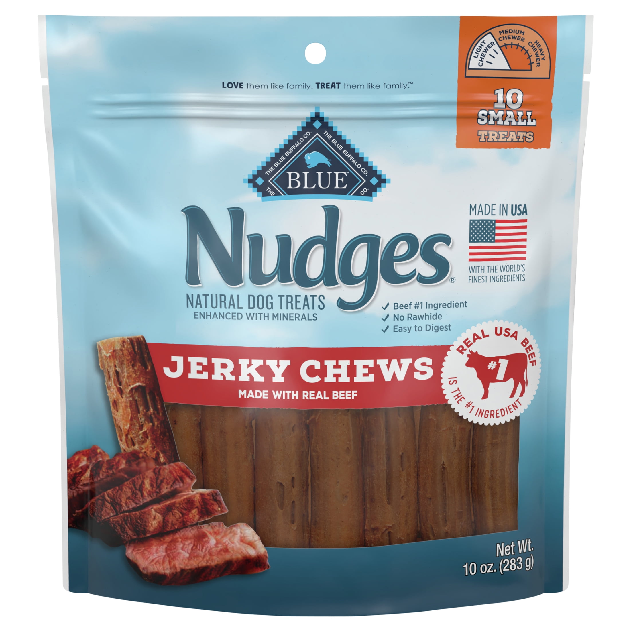 BLUE Nudges Jerky Chews Dog Beef Small 10oz