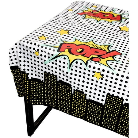 Blue Panda Comic Book Party Decorations Tablecloths 3-Pack - 54 x 108 in, Plastic & Cartoon Pattern - Disposable Birthday Table Cover for Boys - Comic Birthday Party Supplies