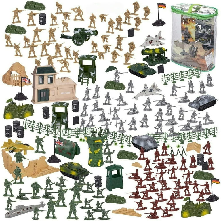 Blue Panda, 300 Piece Large Plastic Army Toys Set, Tanks, Plane