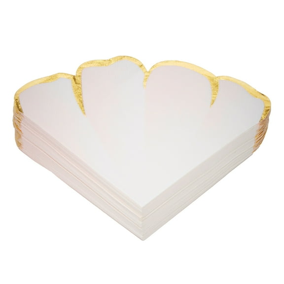 BLUE PANDA Wedding Floral Paper Napkins Pink & Gold - 50 Count, 6.25 x 6 in, 3-Ply Scalloped Edges - Disposable Party, Paper Dinner, Baby Shower & Passover Napkins - Absorbent & Tear-Resistant