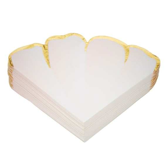 BLUE PANDA Wedding Floral Paper Napkins Pink & Gold - 50 Count, 6.25 x 6 in, 3-Ply Scalloped Edges - Disposable Party, Paper Dinner, Baby Shower & Passover Napkins - Absorbent & Tear-Resistant