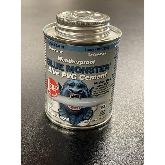 Mill Rose Blue PVC Cement - Heavy Duty Adhesive - 1/2 Pt