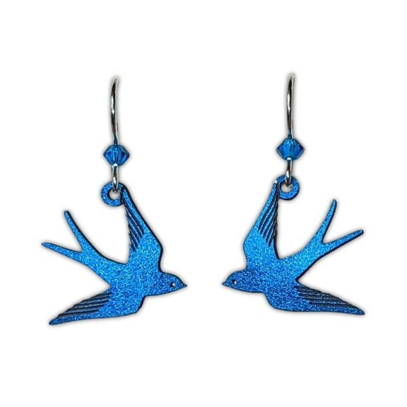 BLUE SWALLOWS Hypo-Allergenic Earrings, Sterling Silver Plated, by Sienna Sky
