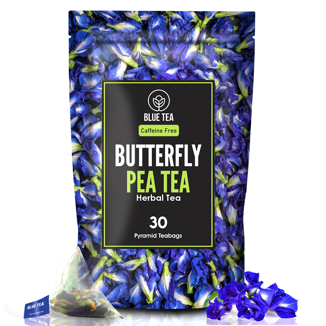 BLUE TEA Butterfly Pea Flower Tea 30 Pyramid TB CAFFEINEFREE Makes Natural Blue