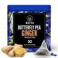 thumbnail image 1 of BLUE TEA - Butterfly Pea Flower Ginger herbal Tea - 30 Tea Bags | NATURAL COLORING for FOOD, Iced Tea - Premium Tin Pack, 1 of 3