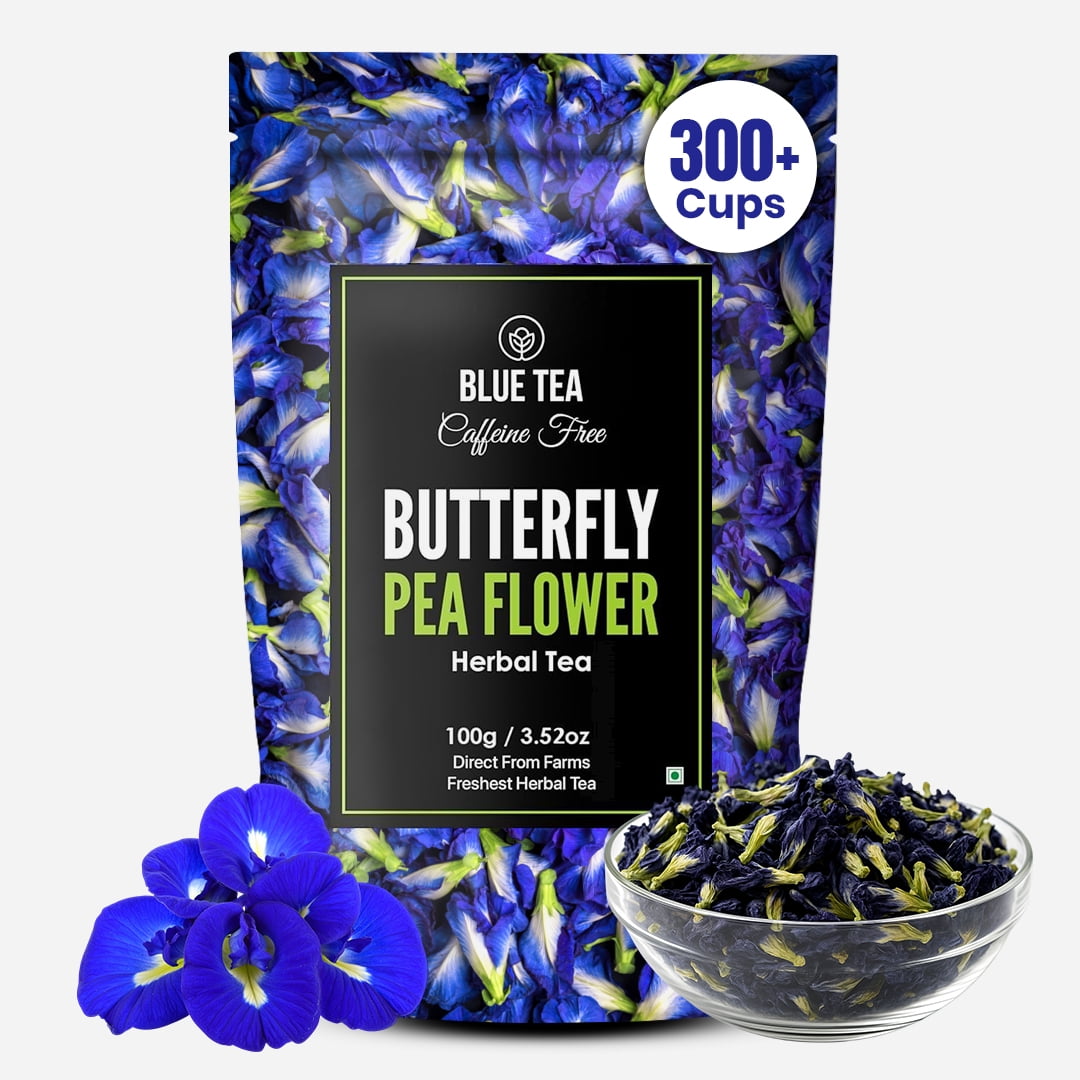 Organic Blue Tea - Butterfly Pea Flower Tea, 200 Cups, Farm Packed