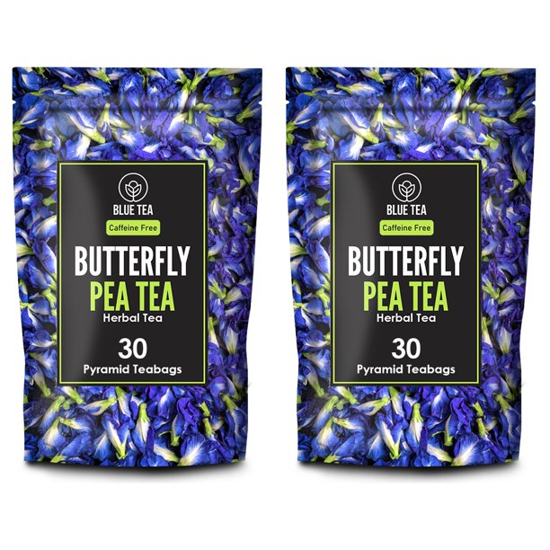 BLUE TEA Dried Butterfly Pea Flower 60 Tea Bags (Pack of 2) Makes