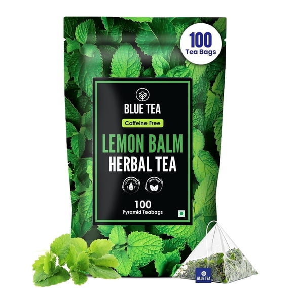 BLUE TEA Lemon Balm Tea, 100 Tea Bags, Caffeine-Free Herbal Tea, Vegan, Non-GMO