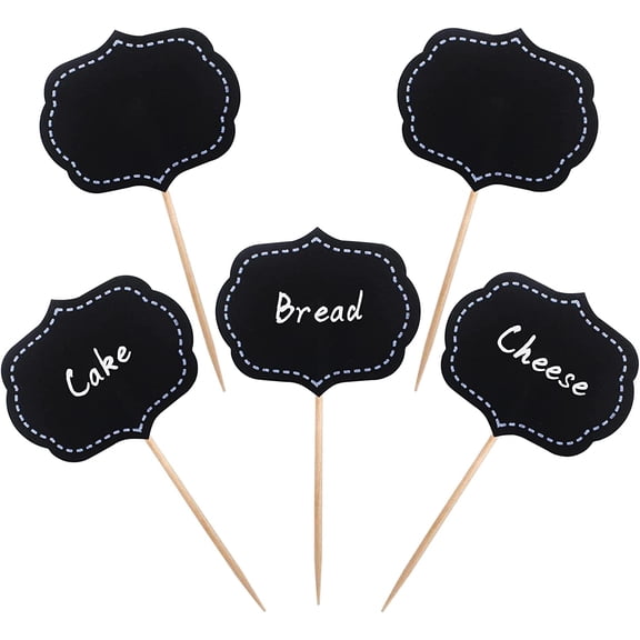 BLUE TOP 50 Pieces Cupcake Picks Blank Toothpick Flags Cake Toppers Cheese Markers Buffet Labels for Charcuterie Board Food Tags Toothpick Signs for Wedding,Birthday Party,Dinner Decorations Supplies.