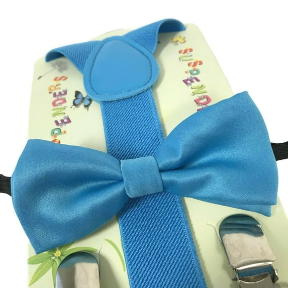 BLUE Toddler Kids Boys Girls Baby Suspenders and Bow Tie Matching Combo Set