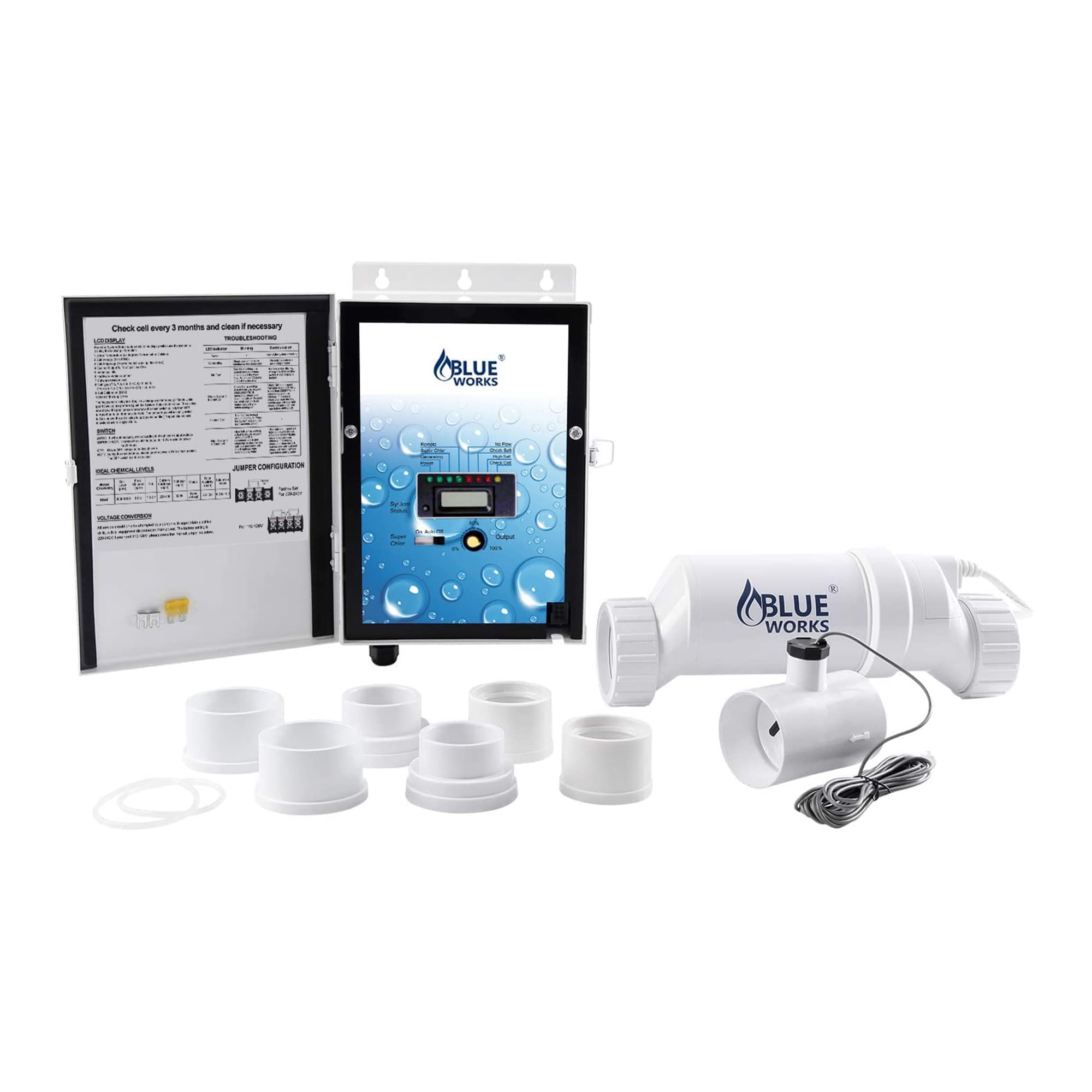 BLUE WORKS BLH30 Salt Water Pool Chlorinator Generator System, 25,000