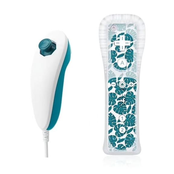 BLUE Wireless Remote Wiimote & Nunchuck Controller Combo Set w/ Strap for Nintendo Wii/Wii U/Wii mini Game