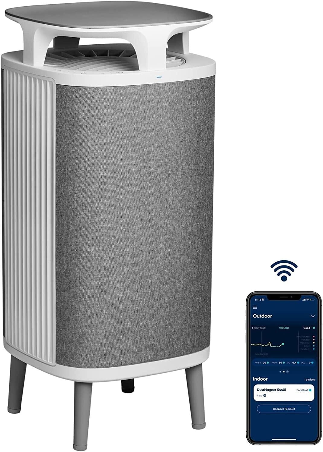 Gray HEPA Air Purifier with Google Assistant and Alexa