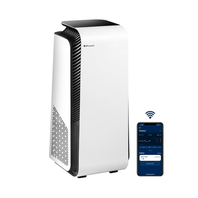 BLUEAIR Protect 7470i Smart Auto HEPASilent 22dB Air Purifier for Large Room up to 2000sqft, 24/7 Protection Against Viruses and Bacteria, Smoke Dust Pollen, Google/Alexa Voice App Control, LCD, White