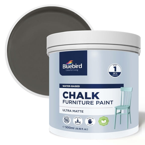 BLUEBIRD Chalk Furniture Paint - 500 ML / 16.9 fl oz for Furniture, Home Décor, Cabinets, and More (Caviar)
