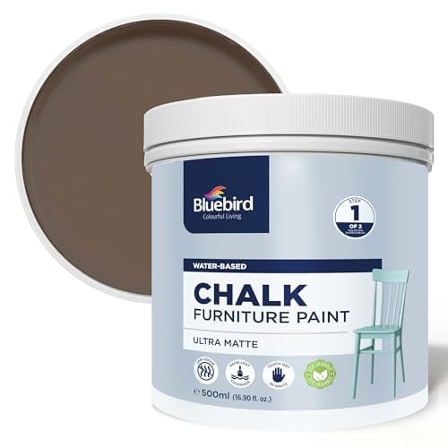 BLUEBIRD Chalk Furniture Paint - 500 ML / 16.9 fl oz for Furniture, Home Décor, Cabinets, and More (Teak Brown)