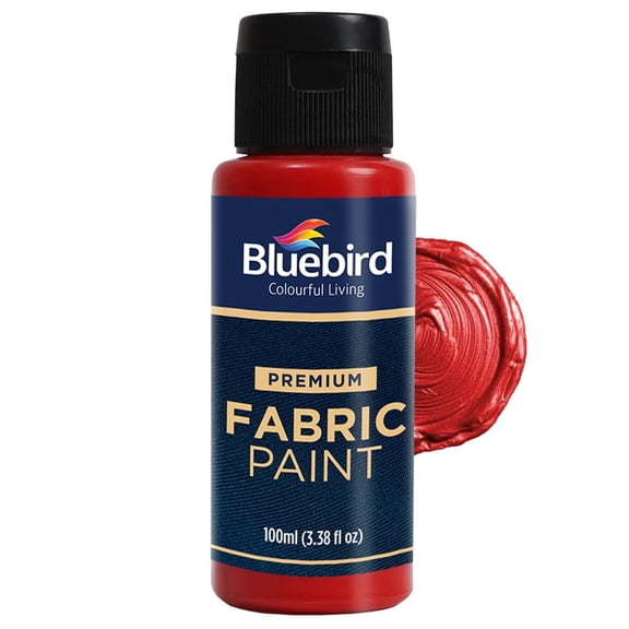 BLUEBIRD Fabric Paint, Vermilion Red, 3.4 Fl Oz – Permanent Fabric Paint for Clothes, Costumes, DIY Crafts & Furniture Upholstery