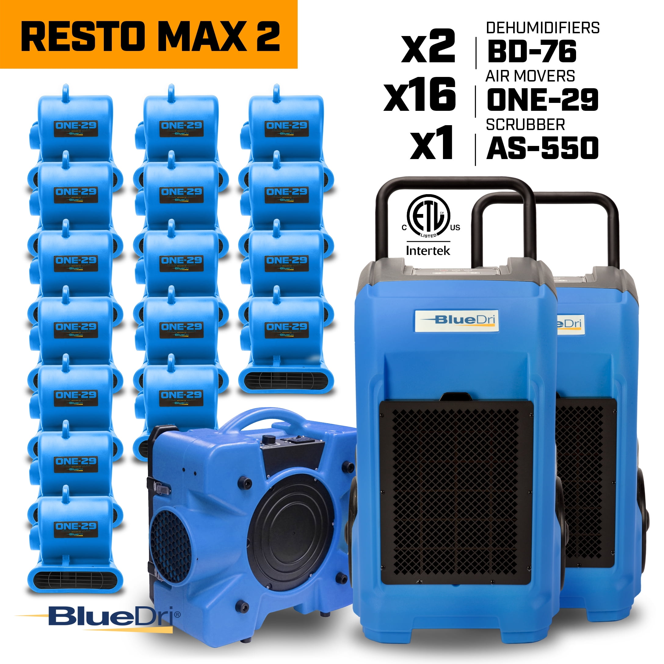 BLUEDRI RESTO MAX 2 16x One-29 Air Movers Carpet Dryer Blower
