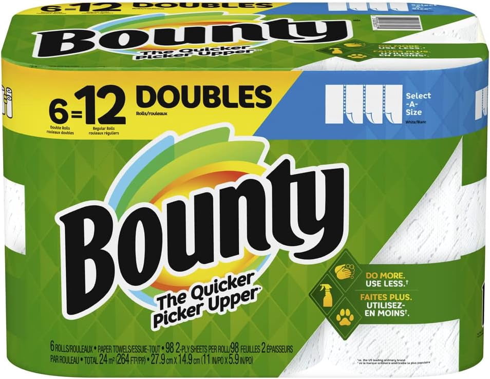 BLUEHOME-US Select-A-Size Paper Towels - White, 6 Count, Strong Absorbent for Kitchen & Home