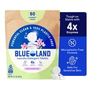 BLUELAND Laundry Detergent Tablets, 60 Count, Spring Bloom Scent, Plastic-Free Pods, Sheets, Liquid Alternative - Safe for Sensitive Skin, Gentle