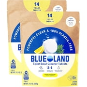 BLUELAND Toilet Bowl Cleaner Tablets, 2-Pack, 28 Count, Lemon Cedar, Plastic-Free, No Harsh Chemicals, Plant-Based