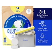 BLUELAND Toilet Bowl Cleaner Tablets, Starter Set, 14 Count with Tin, Lemon Cedar, Plastic-Free, No Harsh Chemicals, Plant-Based