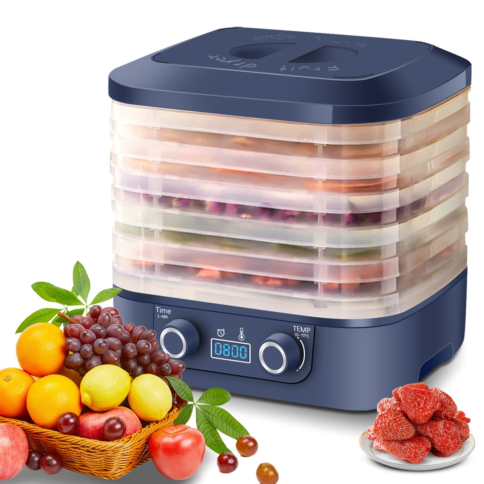Cikuci Food Dehydrator Machine, 5 Trays Electric Multi-Tier Food Preserver, for Jerky, Fruit, Herbs, Meat, Veggies and Dog Treats