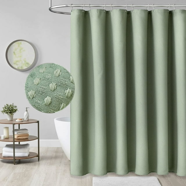 BLUELK Shower Curtain Waffle Textured Heavy Duty Thick Fabric Shower