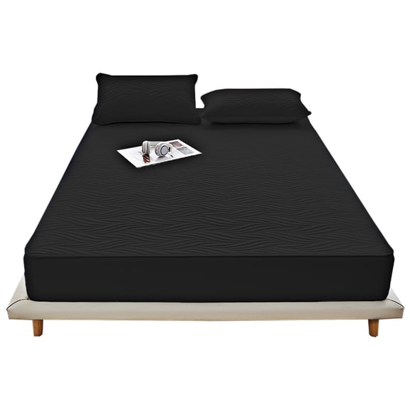 BLUEONUS Ultra Soft Waterproof Fitted Sheet, Washable Mattress Cover for Home, Hotel(Full, Black)