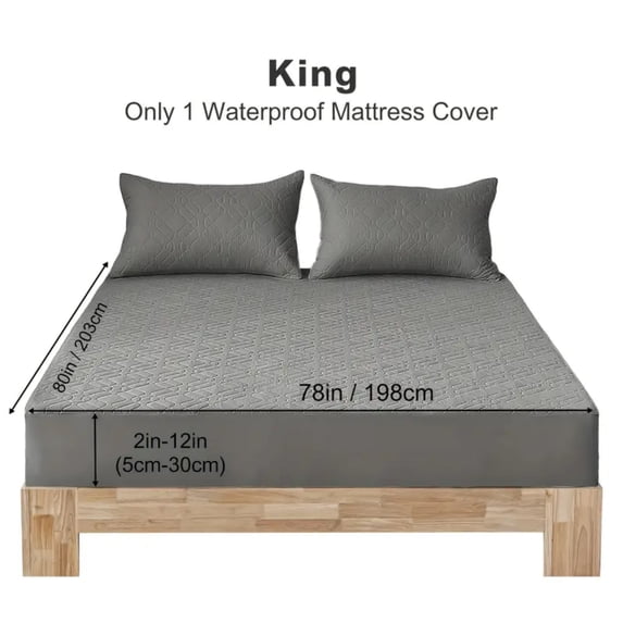 BLUEONUS Ultra Soft Waterproof Fitted Sheet, Washable Mattress Cover for Home, Hotel(King, Dark Gray)