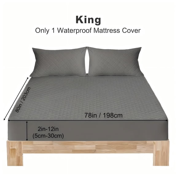 BLUEONUS Ultra Soft Waterproof Fitted Sheet, Washable Mattress Cover for Home, Hotel(King, Dark Gray)