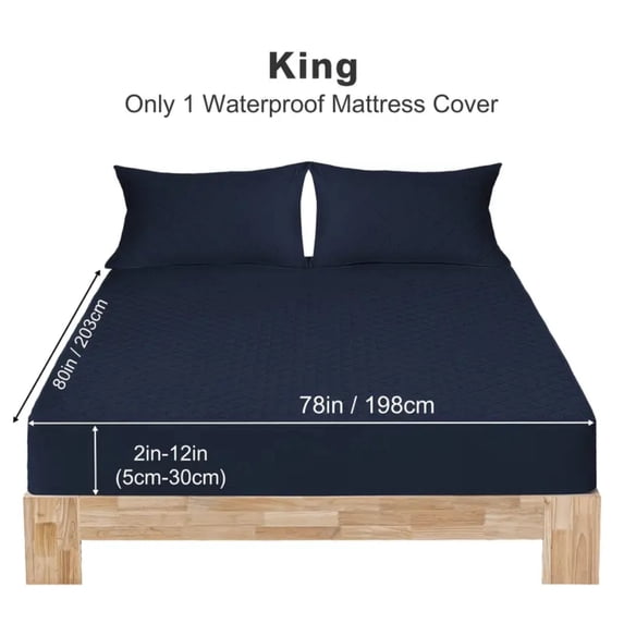 BLUEONUS Ultra Soft Waterproof Fitted Sheet, Washable Mattress Cover for Home, Hotel(King, Navy Blue)