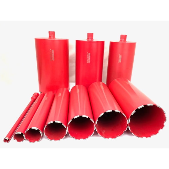 BLUEROCK 1" - 10" Diamond Wet Coring Bit Set for Concrete Core Drill - PACKAGE DEAL